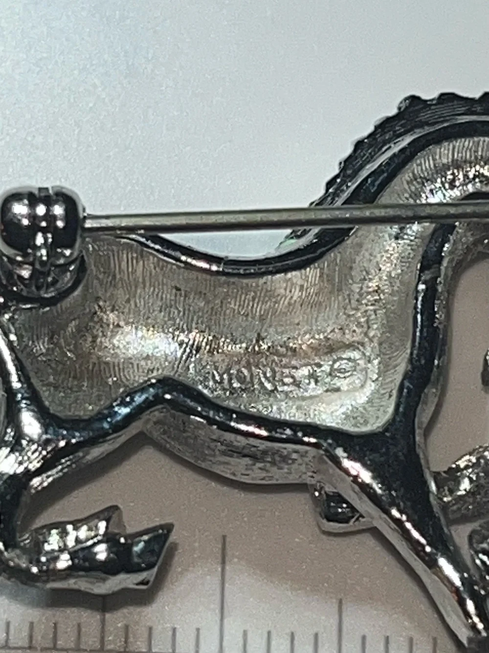 Vintage Signed Monet Silver Tone Galloping Horse Brooch Equestrian Pin